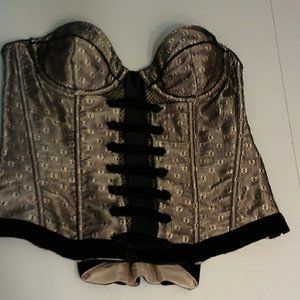 COPY - 34 Frederick's of Hollywood Mesh/Velvet Military-Inspired Peplum Corset …